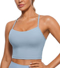 CRZ YOGA Butterluxe Y Back Crop Tank Tops for Women - Spaghetti Straps Racerback Padded Yoga Workout Longline Sports Bras