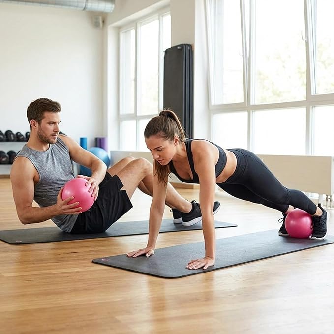 4 Pcs Small Exercise Pilates Ball Bulk 9 Inch Mini Yoga Balls Anti Burst and Slip for Stability, Fitness, Physical Therapy, Stretching & Core Workout at Home Gym Office Class