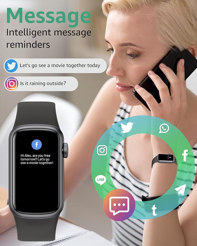 Fitness Tracker with Step Counter/Calories/Stopwatch, Activity Health Tracker with Blood Pressure Heart Rate Monitor, Sleep Tracker, 137+ Sport Modes, Pedometer SmartWatch, Gift for Women Men Black