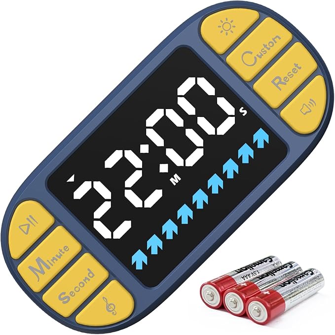 DOOMAY Digital Kitchen Visual Timer: 3.6'' Large LED Display, Magnetic, 3 Brightness, 4 Alarms and Volume, Memory Function, Countdown Count up for Cooking, Classroom, Home Gym, AAA Battery Included