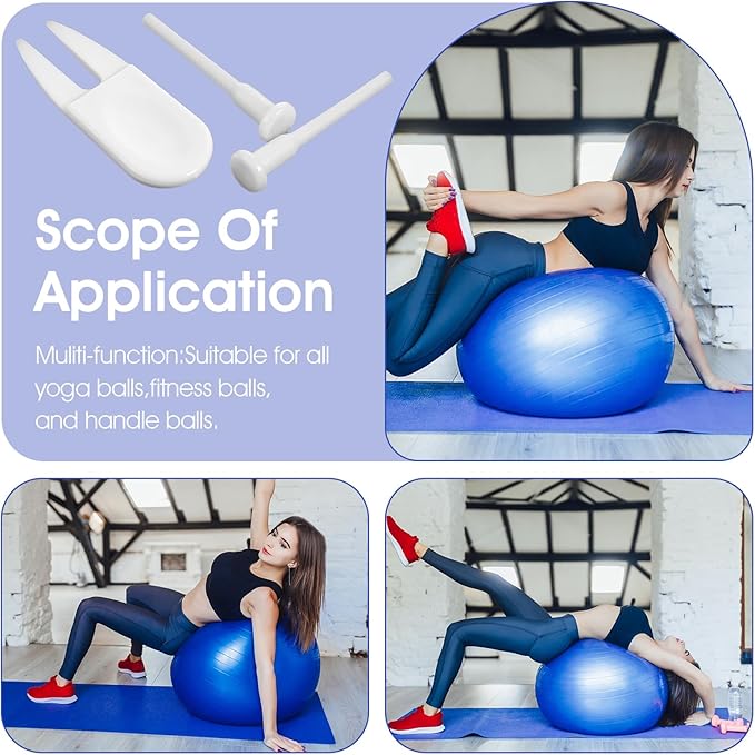 30 PCS Exercise Ball Air Stopper Plugs, Universal Yoga Ball Plug Kit for Exercise Balls, Pilates Balls, Stability Balls, Inflatable Beds and Pool Floats, Valve Nozzles Pin, with 10 Remover Tools
