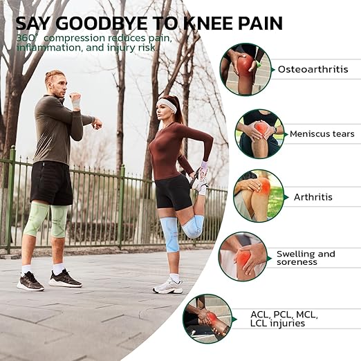 aoFIT Compression Knee Brace for Women & Men, 2 Pack AOCELL Knee Sleeve Support for Knee Joint Pain Relief, ACL, Meniscus Tear, Arthritis - Breathable for Workout, Running, Gym, Sports, Fitness XL