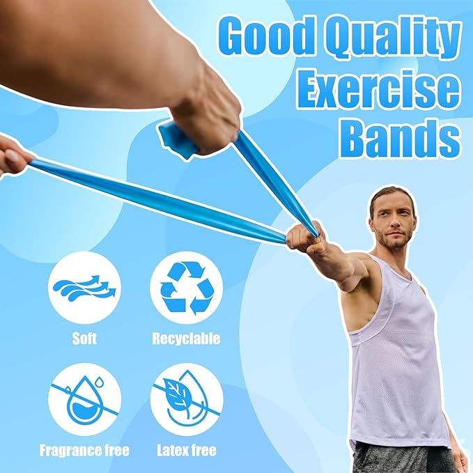 Shappy 20 Pcs Resistance Bands Bulk 4.9 ft Long Non-Latex Exercise Elastic Stretch Work Out Bands for Women Men Pilates, Physical Therapy, Strength Training, Yoga, Workout