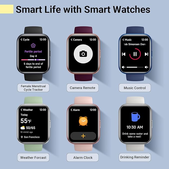 Smartwatch for Women/Men, Compatible with Android & iPhone, 1.8'' Fitness Tracker Watch with Alexa, Call & Notification Alerts, Heart Rate & Sleep Monitor, 120 Sports Modes, Waterproof Smart Watch