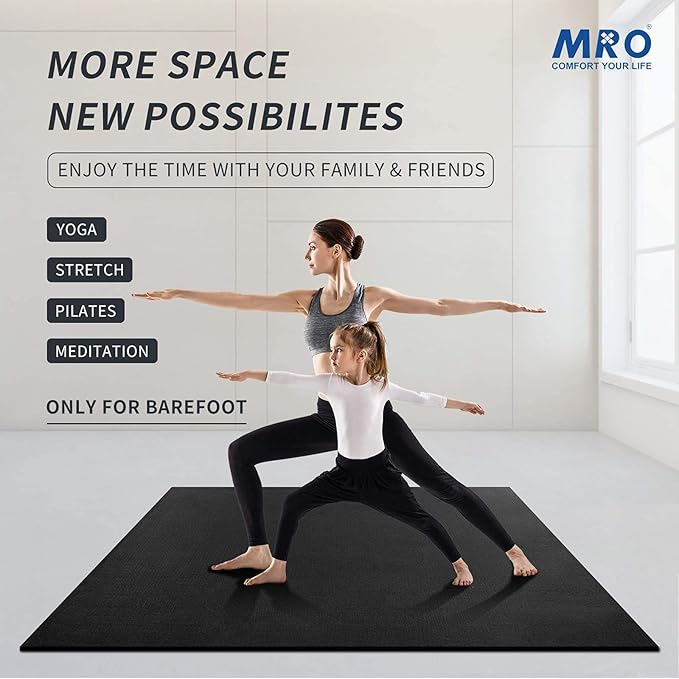 MRO Extra Large Yoga Mat, 12'x6'/9'x6'/7'x5'/6'x4' (9MM) Extra Wide and Thick Exercise Mats for Home Gym Workout, Non-Slip, Soft for Women and Men Fitness, Ideal for Barefoot Yoga, Pilates, stretching