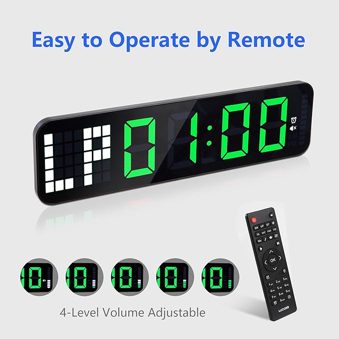 Gym Timer 15'' Large Wall Clocks for Home Gym, Interval Workout Countdown Clock Remote Control for Boxing Crossfit Fitness Tabata Home Gym Accessories