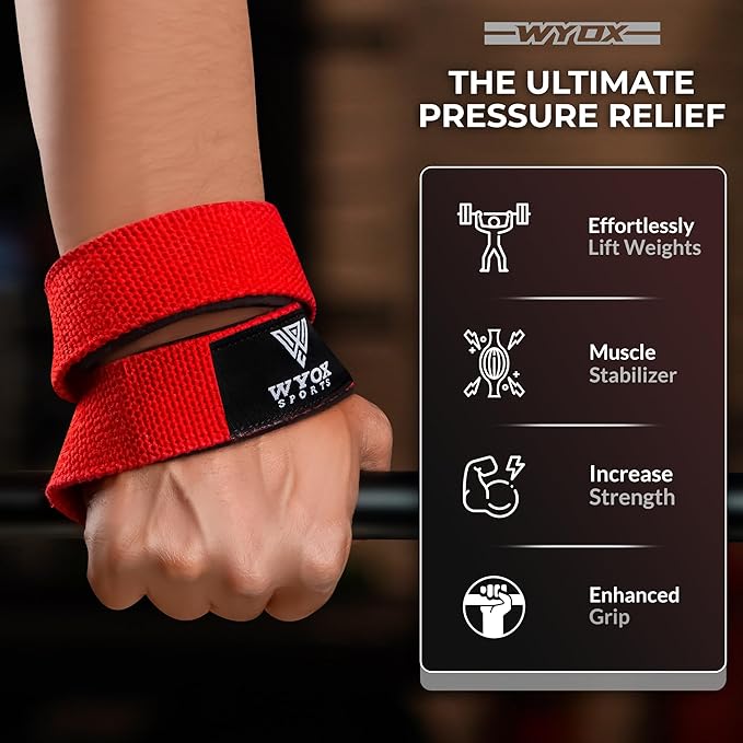 WYOX Figure 8 Lifting Wrist Straps for Weightlifting – Heavy Duty Padded Neoprene Wrist Support, Powerlifting & Strength Training Lift Straps for Deadlifts, Pull Ups, Rows, Shrugs, Gym Training Hand Grip Support for Bodybuilding
