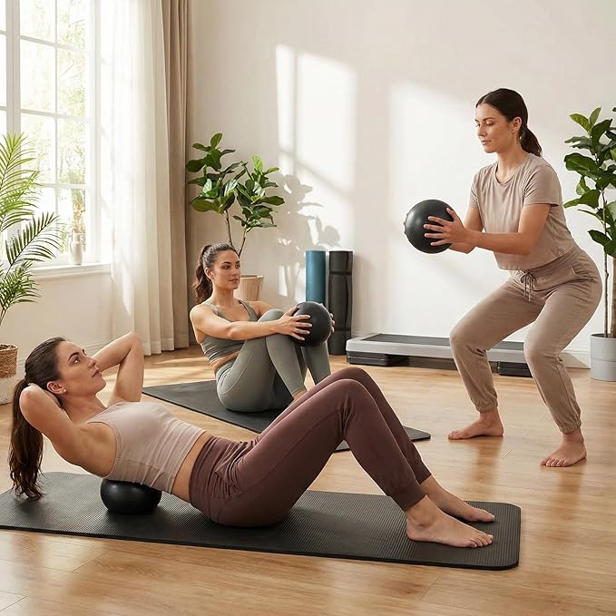 4 Pcs Small Exercise Pilates Ball Bulk 9 Inch Mini Yoga Balls Anti Burst and Slip for Stability, Fitness, Physical Therapy, Stretching & Core Workout at Home Gym Office Class
