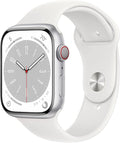 Apple Watch Series 8 [GPS + Cellular, 45mm] - Silver Aluminum Case with White Sport Band, M/L (Renewed)