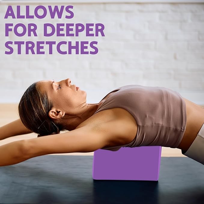 Yoga Block - Supportive Latex-Free Eva Foam - Soft Non-Slip Surface with Beveled Edges for Yoga, Pilates, Meditation - Yoga Accessories for Stability, Balance, Deepen Stretches