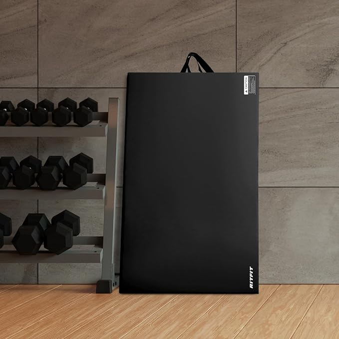 RitFit Upgraded Folding Exercise Mat, 2 Inch Thick Gymnastics Mat 3’x6’,4’x8’,4x10’,2'x8' with Carrying Handles for Yoga, MMA, Stretching, Core Workouts and Home Gym Protective Flooring