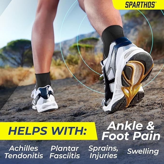 Sparthos Ankle Compression Socks (Pair) – Plantar Fasciitis Ankle Brace with Arch Support – for Men and Women – Foot Sleeves – for Sports, Running, Basketball, Football and Everyday Wear (Pink-L)