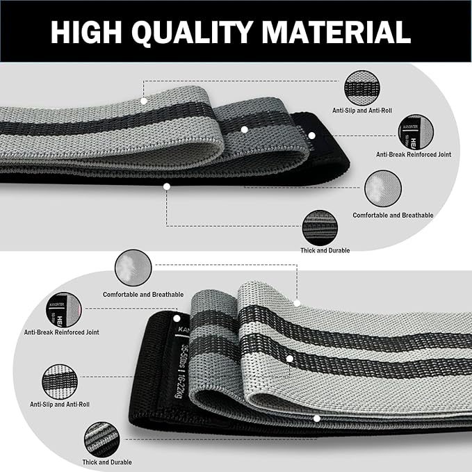 KANGFITER Long and Short Fabric Resistance Bands with Door Anchor, Non-Slip Stretch Booty Bands for Working Out Women & Men, Loop Exercise Elastic Bands for Home Physical Therapy Yoga Pilates