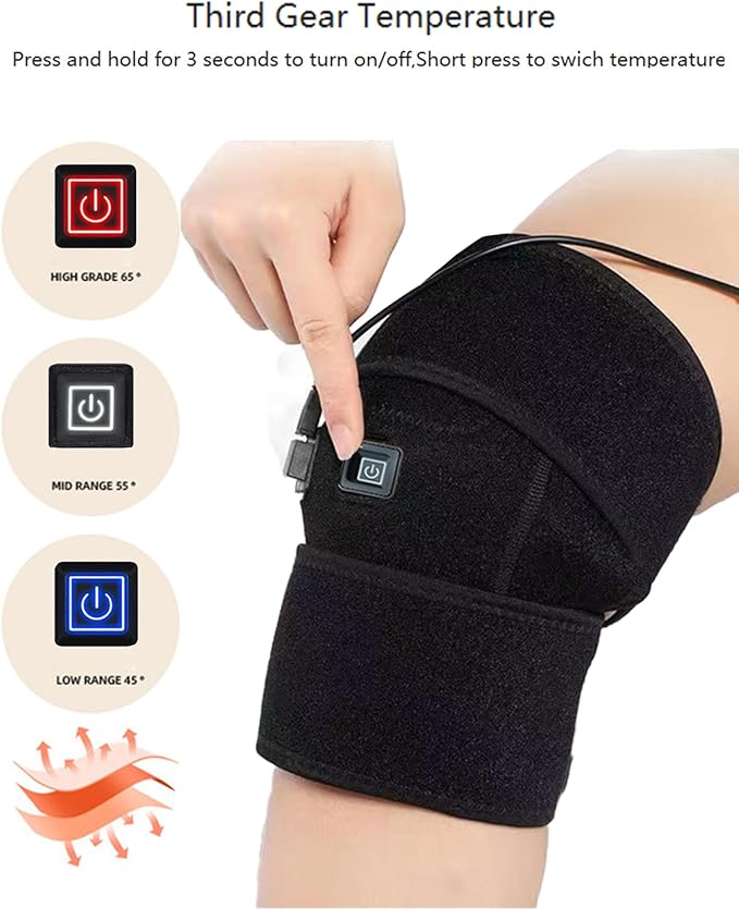 USB Heated Knee Wrap | Adjustable Thermal Brace for Arthritis & Joint Pain Relief, Portable Electric Heating Pad for Men & Women (Power Bank Not Included)