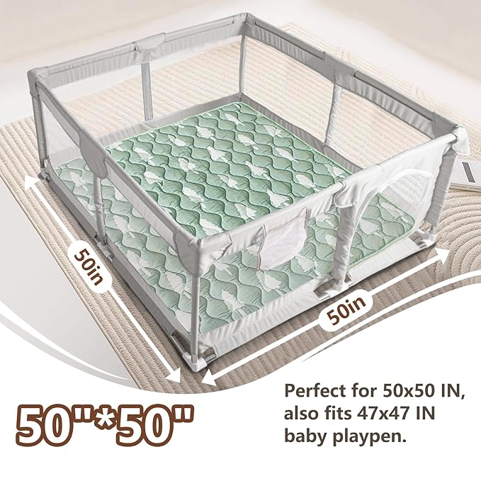 Baby Play Mat, 50x50 Playpen Mat with Super Soft Touch, Activity Mats with Upgraded Anti-Slip Bottom, Machine Washable Crawling Mats for Floor & Picnic(Trees)