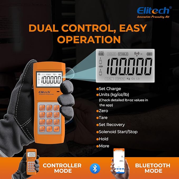Elitech LMC-210A Refrigerant Charging Scale 330lbs HVAC Freon Scale with APP Wireless Remote Control