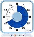 Secura 60-Minute Visual Countdown Timer, 7.5-Inch Oversize Classroom Visual Timer for Kids and Adults, Durable Mechanical Kitchen Timer Clock with Magnetic Backing (Navy Blue)