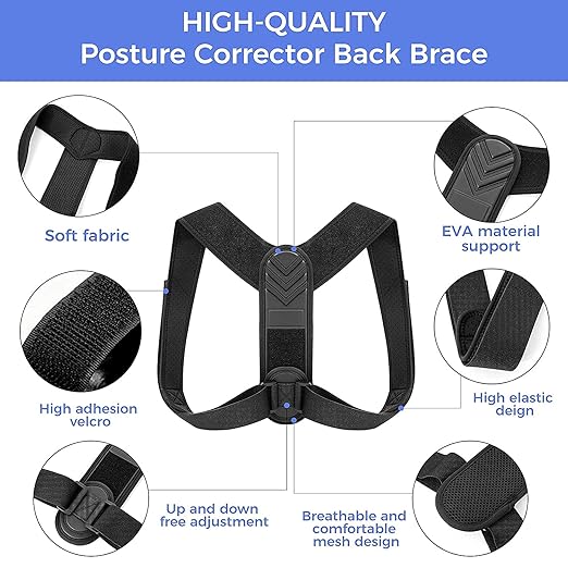 Posture Corrector for Women and Men, Back Brace Adjustable Upper Posture Support, Back Support, Comfortable Back Straightener Support for Clavicle Support, and Providing Pain Relief from Neck (Large)