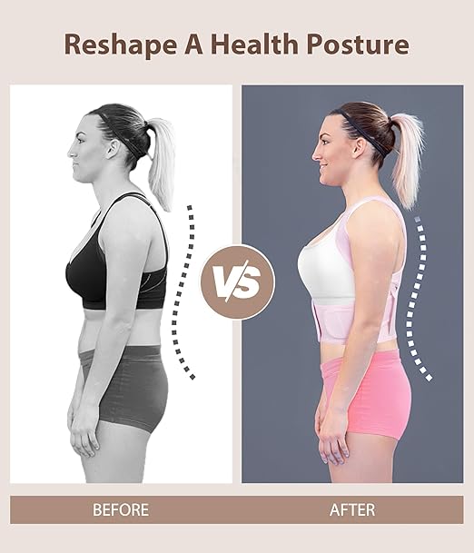 URSEXYLY Posture Corrector for Women Adjustable Upper Back Brace Posture Support Back Straightener Pain Relief(M/L,Pink)