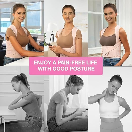 SHAPERKY Posture Corrector for Women for Support: Back Brace for Full Back Support - Adjustable Shoulder Straightener for Women and Men (Medium)
