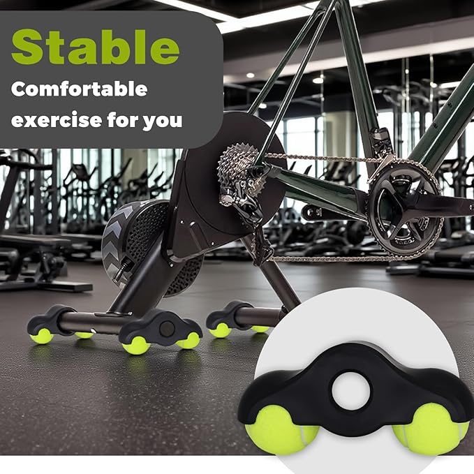 4 Pack Bike Trainer Rocker Feet, Indoor Bike Trainer Stand Rocker Feet Adapters, Indoor Cycling Snap Rocker Feet Adapters with 8 Pack Tennis Balls for Wahoo Kickr Core 1,Indoor Cycling Accessories