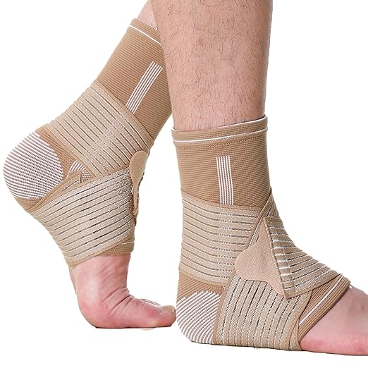 NeoTech Care Adjustable Ankle Support Brace (Beige, Size XL, 1 Pair)