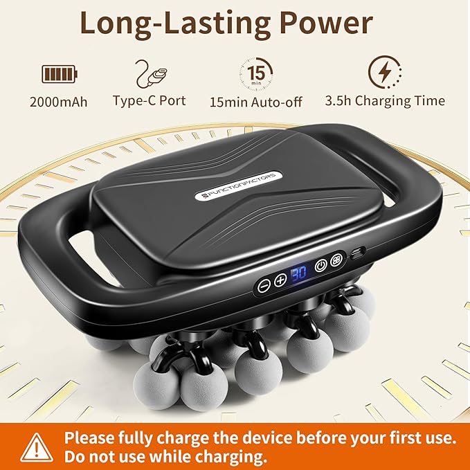 20 Head Massage Gun Deep Tissue, Percussion Back Massage Tool with 3 Modes & 30 Adjustable Intensity Levels, Handheld Electric Muscle Massager for Back, Neck, Shoulders, Legs, Waists,Quiet Ideal Gifts
