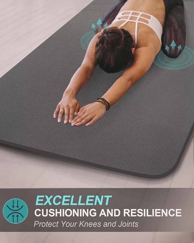 Extra Long & Wide Thick Yoga Mat for Tall Men & Women, 84'' x 32'' x 7mm Oversized Yoga Mat Double-Sided Non Slip, Pro TPE Yoga Mats with Strap