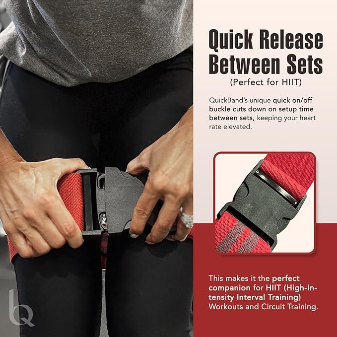 Adjustable Fabric Workout Bands (Quick On/Off Buckle) Non-Slip Resistance Exercise Butt Trainer for Working Out HIPS, Glutes, & Legs Thick Booty Squats, Red