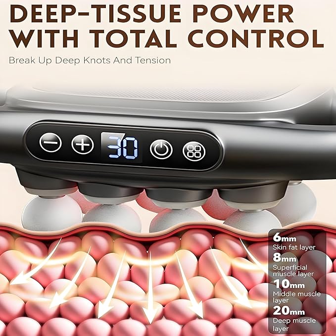 16 Head Massage Gun Deep Tissue, Back Massager with 3 Modes & 30 ntensity Levels, Professional Percussion Muscle Gun for Legs,Massage Gun Portable for Back