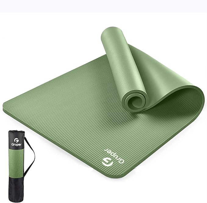 Gruper Yoga Mat Non Slip NBR Extra Thick Yoga Mat, 72"L x 32"/24"W x 0.6"/0.4"TH (185cm x 80cm/61cm x 15mm/10mm), Anti-Tear Exercise Mat with Carrying Strap and Bag, Workout Mats for Yoga, Pilates