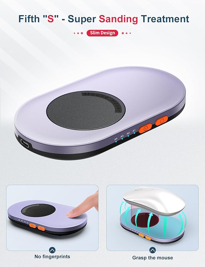 Mechanical Mouse Jiggler, Ultra-Slim Mouse Mover, with Adjustable Running Timer, Driver-Free Mouse Wiggler Shaker Silently（Light Purple）