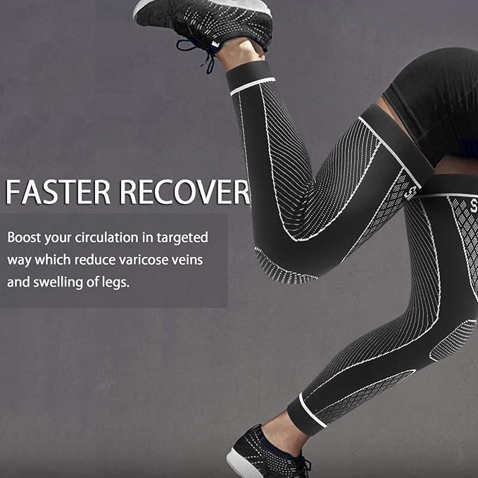 Full Leg Sleeves Long Compression Leg Sleeve Knee Sleeves Protect Leg, for Man Women Basketball, Arthritis Cycling Sport