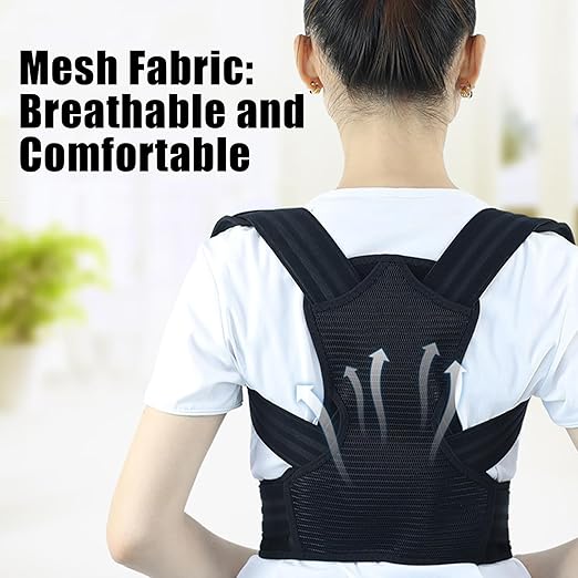 Posture Corrector for Kids Adjustable Back Straighter with Shoulder Pads Upper Back Posture Brace for Teenagers to Provide Spinal Support Improve Posture and Prevent Slouching (Large, waist size 31.5-37.5in)