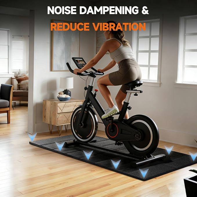 Stepwaver Bike Mat Compatible with Peloton Bike Trainer Mat Non-Slip Shock Absorbing Gym Floor Mat to Protect Hardwood & Carpets, Mat for Exercise Bike,Exercise Equipment Indoor Cycles (63"x30")