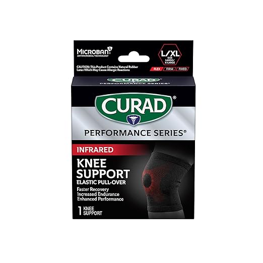 CURAD Performance Series Infrared Knee Support, Elastic Knee Sleeve for Pain Management, Compression Support for Recovery and Performance, Powered by CELLIANT Technology, Large/X-Large