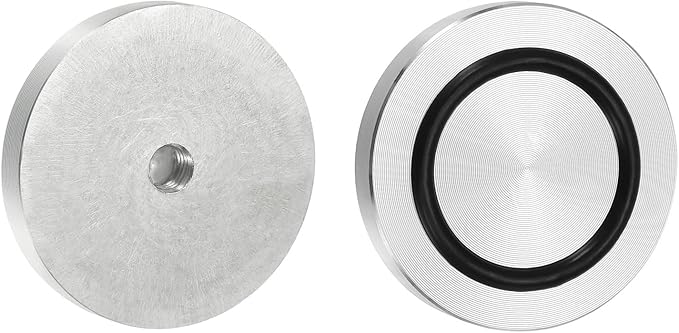 uxcell M8 Thread 50mm / 2" Dia 8mm Thick Aluminum Circle Disc Glass Top Adapter 4pcs Round Solid Table Feet Pad Plate Hardware with Anti-Slip Rubber Ring