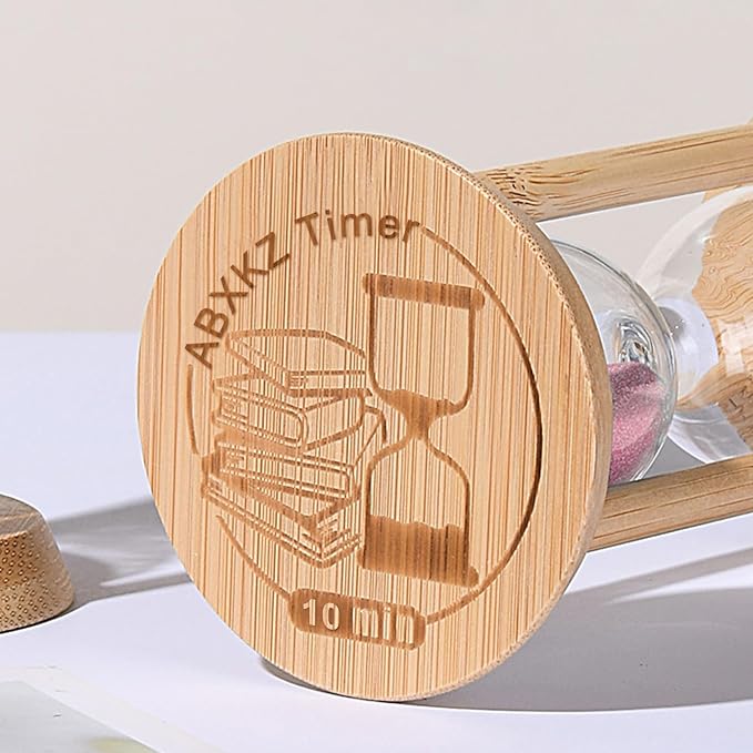 Mini Sand Timer,10 Minute Hourglass,Men's Office Desk Decoration Bamboo Sandglass 10 Min,Wood Sand Clock- Decorative Timer for Classroom,Baking,Game,Desk Decor,Pink
