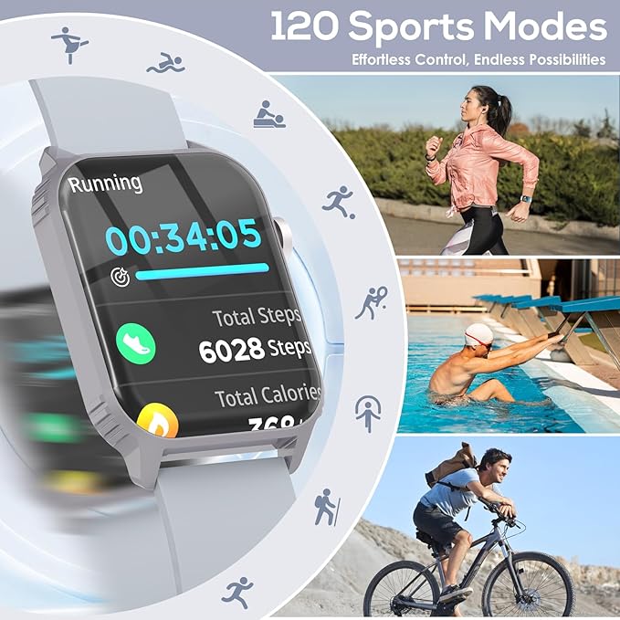 Smart Watch for Men, 120 Sports Modes Smartwatch with 1.83" HD, Alexa Built-in, Heart Rate/Sleep Monitor, IP67 Waterproof, Bluetooth Call & Music Control Fitness Watch for iPhone/Android (Gray)