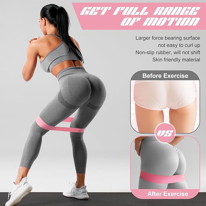 Hollowfly 30 Pcs Latex Resistance Loop Exercise Bands for Booty Workout Stretch Exercise Band Non Slip for Legs Squat Resistance Loop Women Men Starter Butt Hip Thigh Fitness