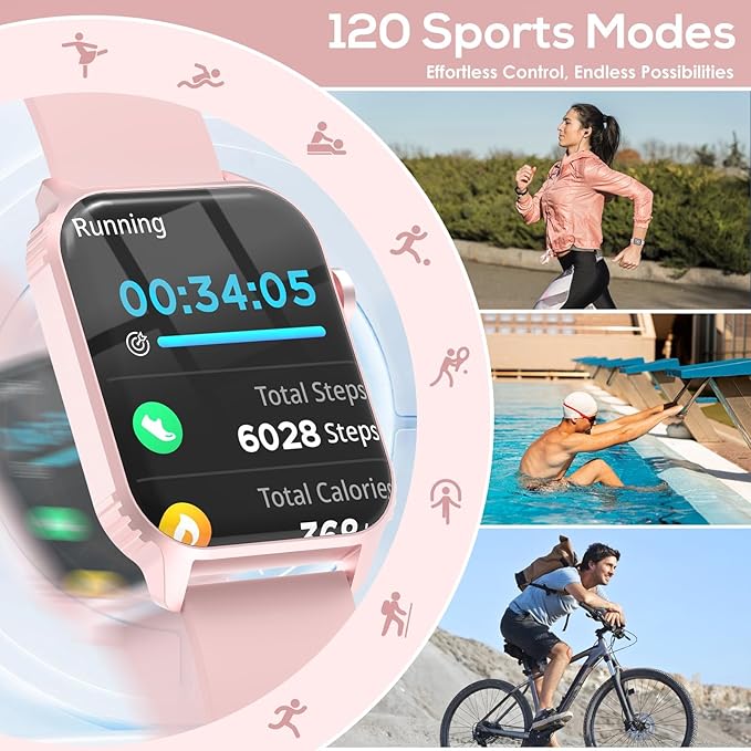 Smart Watch for Women, 120 Sports Modes Smartwatch with 1.83" HD, Alexa Built-in, Heart Rate/Sleep Monitor, IP67 Waterproof, Bluetooth Call & Music Control Fitness Watch for iPhone/Android (Deep Pink)