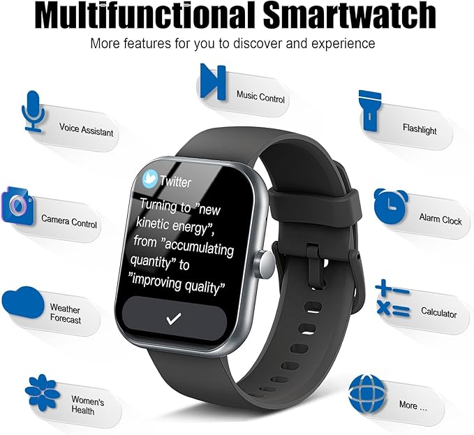 Smart Watch for Men Women (Answer/Make Call), 1.96" HD Fitness Tracker Running Watch, IP68 Waterproof,Pedometer, Sleep/Step/Activity/Heart Rate Monitor,110+ Sport Mode Smartwatch for iOS Android Phone