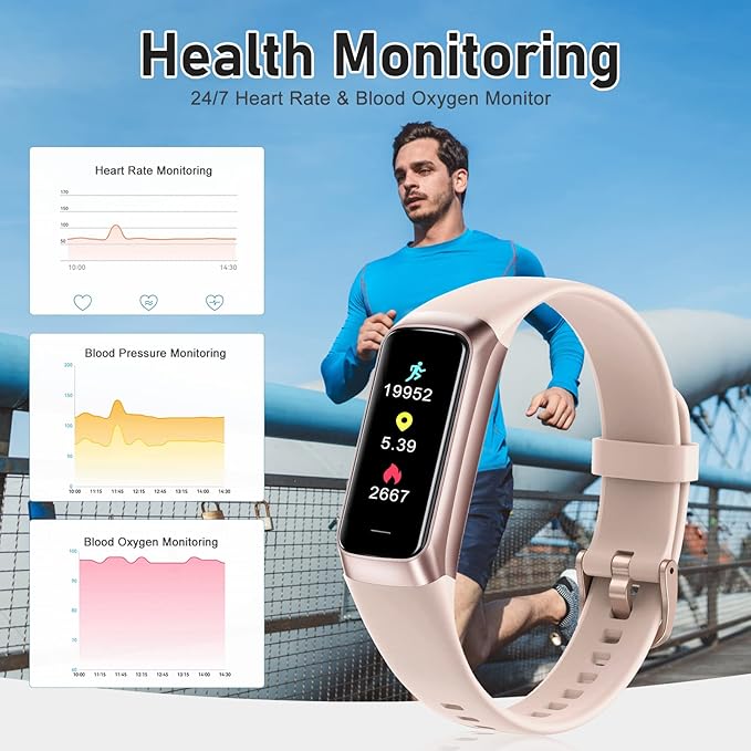 Zeacool Fitness Tracker with 24/7 Heart Rate, Blood Oxygen Blood Pressure Sleep Monitor, Activity Trackers 5 ATM Waterproof,Step Calorie Counter Pedometer Health Smart Watch for Women Men