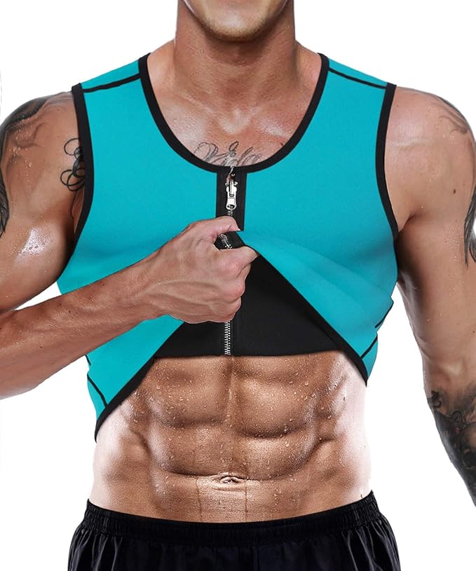 NonEcho Men Sauna Vest Hot Sweat Waist Trainer Corset Neoprene Tank Top Shapewear Slimming Shirt Workout Suit