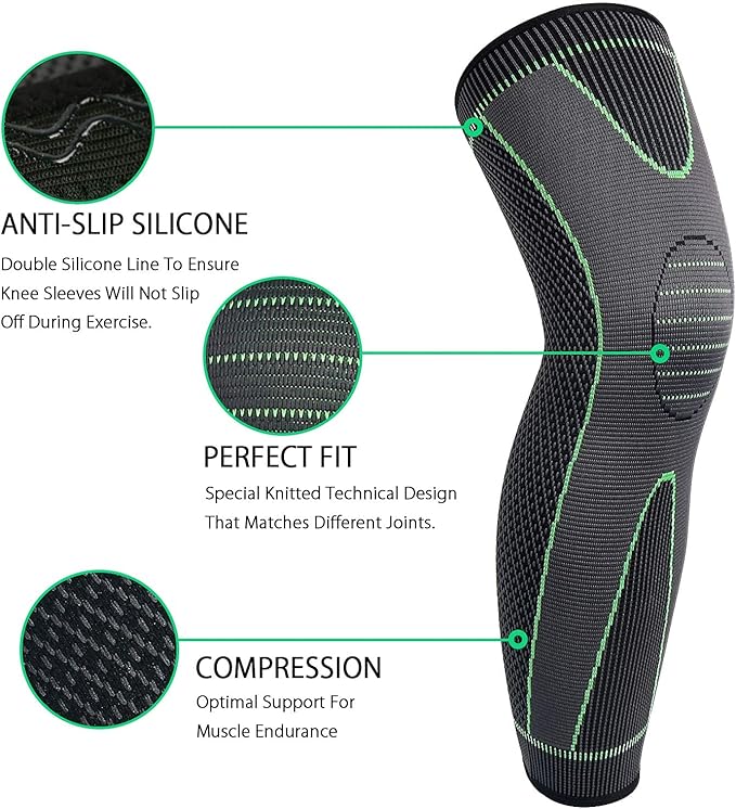 Full Leg Sleeves Long Compression Leg Sleeve Knee Sleeves Protect Leg, for Man Women Basketball, Arthritis Cycling Sport