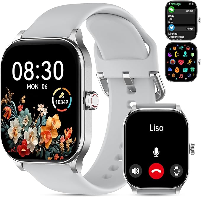 Smart Watch for Women Men(Answer/Make Call), Smartwatches with Heart Rate/SpO2/Sleep/Stress Monitor, IP68 Waterproof Activity Tracker for Android iPhone, 100+ Sports Fitness Watches (Gray, 2.01)