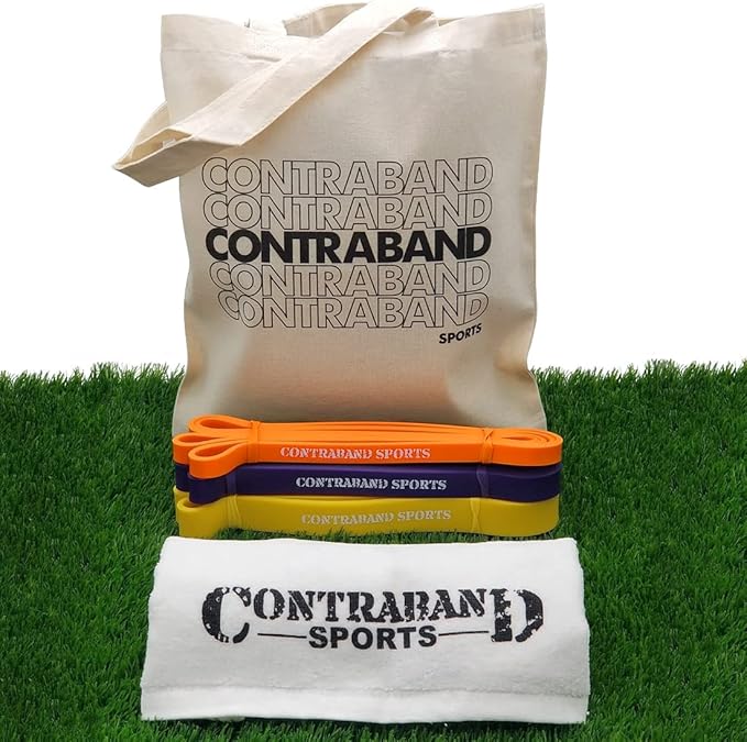 Contraband Sports 7419 41in Loop Elastic Resistance Bands, Weight Lifting Bands, Powerlifting Bands, Pullup Assistance Bands, and Yoga Stretch Bands - Perfect for Gym, Home, or Travel