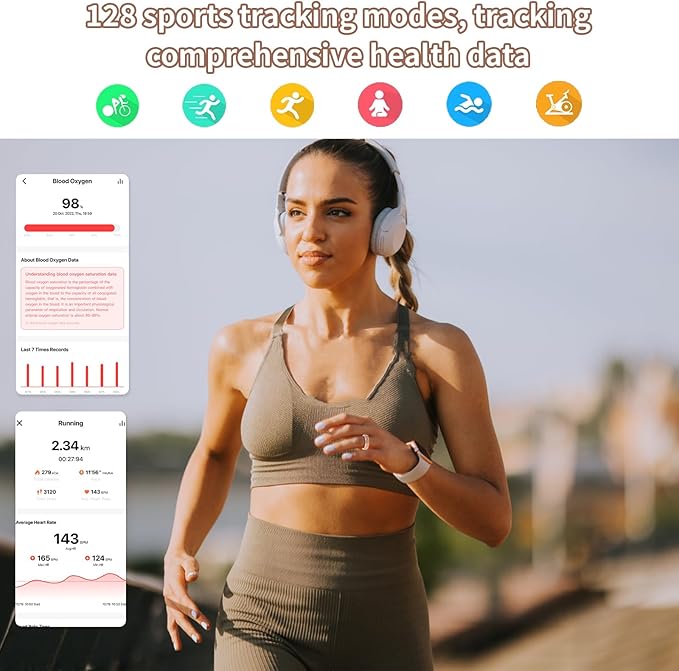 Smart Ring for Women-Men,Health-Fitness Tracker with Heart Rate, Sleep Monitor, Blood Oxygen, HRV, 128 Sports Modes, IP68 Waterproof, Gesture Control, No Subscription Fee,with iOS & Android (7)
