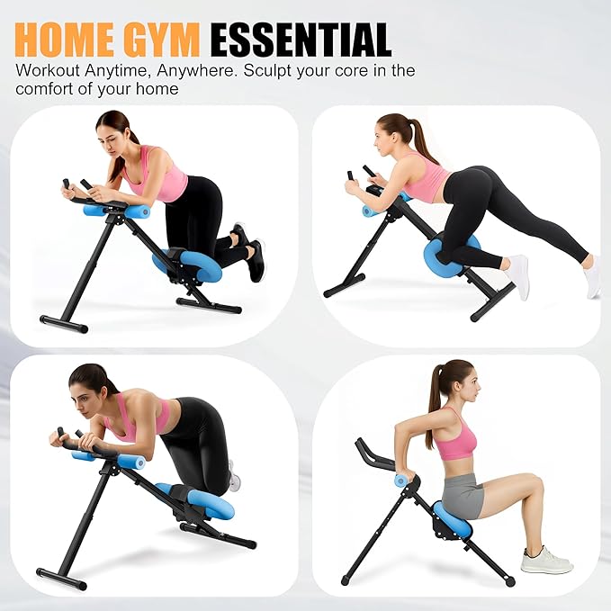 Abdominal Trainers - Adjustable Ab Trainer Machine, Foldable Abdominal Workout Equipment with Knee Protection - Home Gym Core Strength Trainer for Men & Women