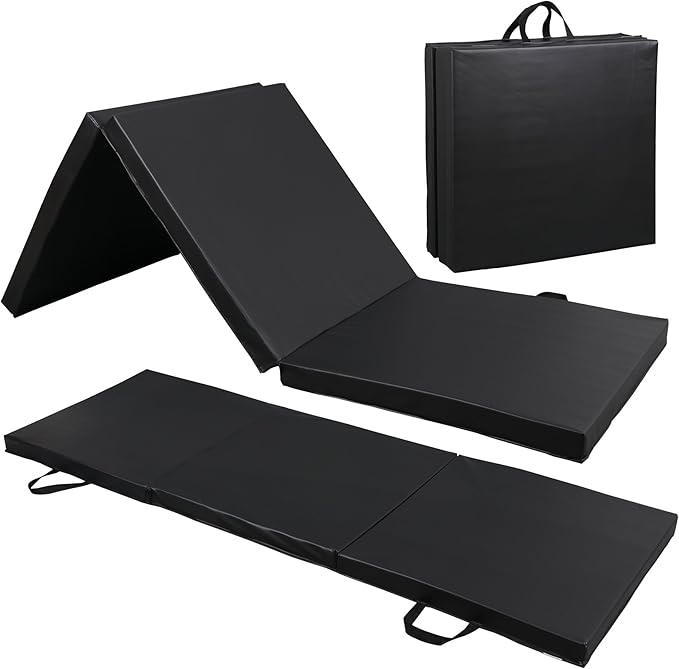 ZENY 2’’ Thick Tri-fold Folding Gym Exercise Mat Extra Thick Gymnastics Mat Tumbling Mat with Carrying Handles for Home Workout, Core Workouts, Stretching, MMA, Yoga